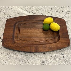 Vintage Gladmark Teak Tray Brown Wood MCM Servingware Cheese Meat Tray